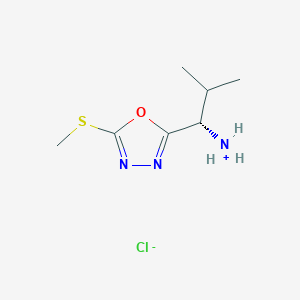 molecular formula C7H14ClN3OS B7856854 [(1S)-2-methyl-1-(5-methylsulfanyl-1,3,4-oxadiazol-2-yl)propyl]azanium;chloride 