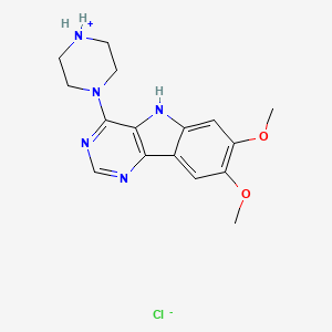 molecular formula C16H20ClN5O2 B7856876 7,8-dimethoxy-4-piperazin-4-ium-1-yl-5H-pyrimido[5,4-b]indole;chloride 