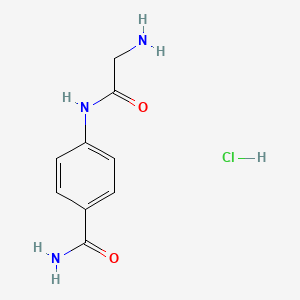 molecular formula C9H12ClN3O2 B7856882 4-(Glycylamino)benzamide (HCl) 