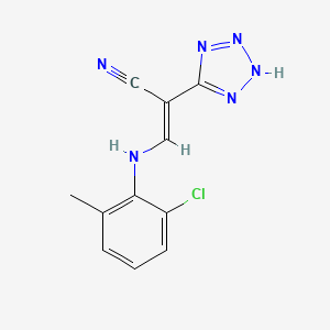 molecular formula C11H9ClN6 B7856915 3-[(2-chloro-6-methylphenyl)amino]-2-(1H-1,2,3,4-tetrazol-5-yl)prop-2-enenitrile 