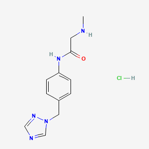 molecular formula C12H16ClN5O B7856928 N-(4-((1H-1,2,4-triazol-1-yl)methyl)phenyl)-2-(methylamino)acetamide hydrochloride 