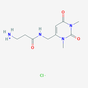molecular formula C10H17ClN4O3 B7856946 3-amino-N-((1,3-dimethyl-2,6-dioxo-1,2,3,6-tetrahydropyrimidin-4-yl)methyl)propanamide hydrochloride 