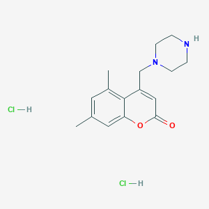 molecular formula C16H22Cl2N2O2 B7857019 5,7-dimethyl-4-(piperazin-1-ylmethyl)-2H-chromen-2-one dihydrochloride 