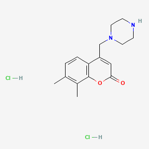 molecular formula C16H22Cl2N2O2 B7857020 7,8-dimethyl-4-(piperazin-1-ylmethyl)-2H-chromen-2-one dihydrochloride 