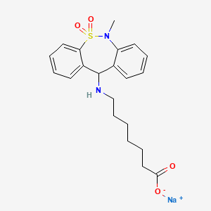 molecular formula C21H25N2NaO4S B7857044 Sodium 7-((6-methyl-5,5-dioxido-6,11-dihydrodibenzo[c,f][1,2]thiazepin-11-yl)amino)heptanoate 