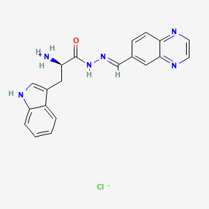 molecular formula C20H19ClN6O B7857093 [(2R)-3-(1H-indol-3-yl)-1-oxo-1-[(2E)-2-(quinoxalin-6-ylmethylidene)hydrazinyl]propan-2-yl]azanium chloride 