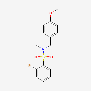 molecular formula C15H16BrNO3S B7857110 2-bromo-N-[(4-methoxyphenyl)methyl]-N-methylbenzene-1-sulfonamide 