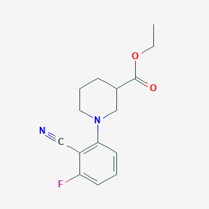 molecular formula C15H17FN2O2 B7857172 Ethyl 1-(2-cyano-3-fluorophenyl)piperidine-3-carboxylate 