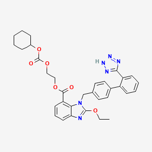 molecular formula C33H34N6O6 B7857233 2-{[(cyclohexyloxy)carbonyl]oxy}ethyl 2-ethoxy-1-{[2'-(1H-tetrazol-5-yl)biphenyl-4-yl]methyl}-1H-benzimidazole-7-carboxylate CAS No. 160819-61-4