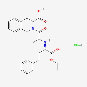 molecular formula C25H31ClN2O5 B7857234 2-(2-(((S)-1-ethoxy-1-oxo-4-phenylbutan-2-yl)amino)propanoyl)-1,2,3,4-tetrahydroisoquinoline-3-carboxylic acid hydrochloride 