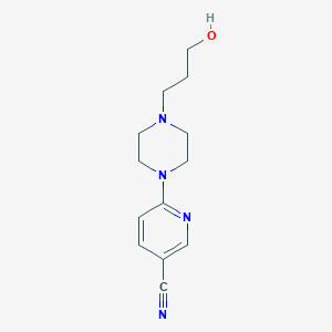 molecular formula C13H18N4O B7857258 6-[4-(3-Hydroxypropyl)piperazin-1-yl]pyridine-3-carbonitrile 