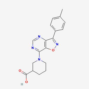 molecular formula C18H18N4O3 B7857408 1-[3-(4-Methylphenyl)isoxazolo[4,5-d]pyrimidin-7-yl]piperidine-3-carboxylic acid 