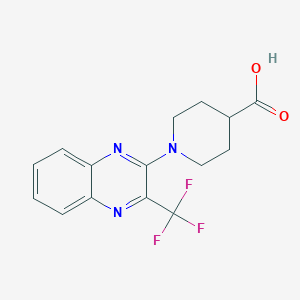 molecular formula C15H14F3N3O2 B7857449 1-[3-(Trifluoromethyl)quinoxalin-2-yl]piperidine-4-carboxylic acid 