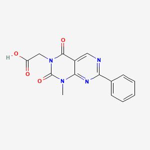molecular formula C15H12N4O4 B7857478 (1-methyl-2,4-dioxo-7-phenyl-1,4-dihydropyrimido[4,5-d]pyrimidin-3(2H)-yl)acetic acid 