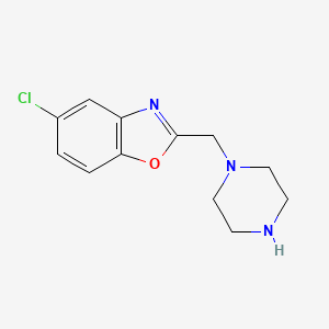 molecular formula C12H14ClN3O B7857528 5-Chloro-2-(piperazinomethyl)-1,3-benzoxazole 