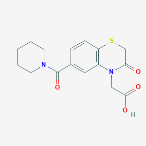 molecular formula C16H18N2O4S B7857534 [3-oxo-6-(piperidin-1-ylcarbonyl)-2,3-dihydro-4H-1,4-benzothiazin-4-yl]acetic acid 
