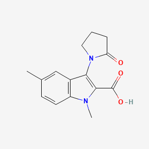 molecular formula C15H16N2O3 B7857542 1,5-dimethyl-3-(2-oxopyrrolidin-1-yl)-1H-indole-2-carboxylic acid 