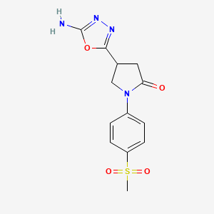molecular formula C13H14N4O4S B7857587 4-(5-Amino-1,3,4-oxadiazol-2-yl)-1-(4-methylsulfonylphenyl)pyrrolidin-2-one 