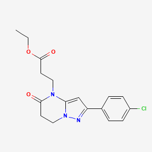 molecular formula C17H18ClN3O3 B7857594 ethyl 3-[2-(4-chlorophenyl)-5-oxo-6,7-dihydropyrazolo[1,5-a]pyrimidin-4(5H)-yl]propanoate 