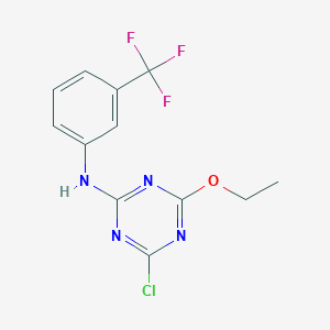 molecular formula C12H10ClF3N4O B7858250 N-(4-chloro-6-ethoxy-1,3,5-triazin-2-yl)-N-[3-(trifluoromethyl)phenyl]amine 
