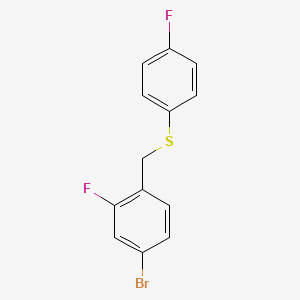 molecular formula C13H9BrF2S B7858336 1-Bromo-3-fluoro-4-[(4-fluorophenyl)sulfanylmethyl]benzene 