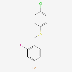 molecular formula C13H9BrClFS B7858349 1-Bromo-3-fluoro-4-[(4-chlorophenyl)sulfanylmethyl]benzene 