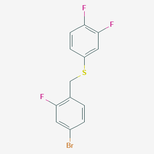 molecular formula C13H8BrF3S B7858579 1-Bromo-3-fluoro-4-[(3,4-difluorophenyl)sulfanylmethyl]benzene 