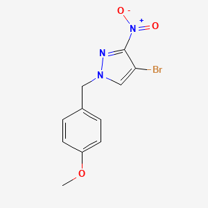 molecular formula C11H10BrN3O3 B7858694 4-Bromo-1-(4-methoxybenzyl)-3-nitro-1H-pyrazole 