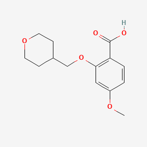 molecular formula C14H18O5 B7858770 4-Methoxy-2-((tetrahydro-2H-pyran-4-yl)methoxy)benzoic acid 