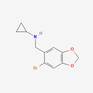 molecular formula C11H12BrNO2 B7858858 N-((6-bromobenzo[d][1,3]dioxol-5-yl)methyl)cyclopropanamine 