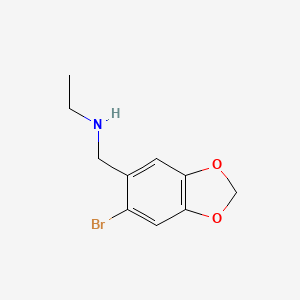 molecular formula C10H12BrNO2 B7858947 N-((6-bromobenzo[d][1,3]dioxol-5-yl)methyl)ethanamine 