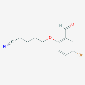 molecular formula C12H12BrNO2 B7859090 5-(4-Bromo-2-formylphenoxy)pentanenitrile 