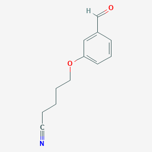 molecular formula C12H13NO2 B7859116 5-(3-Formylphenoxy)pentanenitrile 