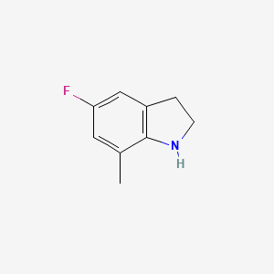 molecular formula C9H10FN B7859270 5-fluoro-7-methyl-2,3-dihydro-1H-indole 
