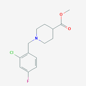 molecular formula C14H17ClFNO2 B7859505 Methyl 1-[(2-chloro-4-fluorophenyl)methyl]piperidine-4-carboxylate 