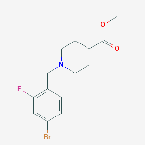 molecular formula C14H17BrFNO2 B7859508 Methyl 1-[(4-bromo-2-fluorophenyl)methyl]piperidine-4-carboxylate 