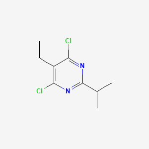 molecular formula C9H12Cl2N2 B7859956 4,6-Dichloro-5-ethyl-2-(propan-2-yl)pyrimidine 