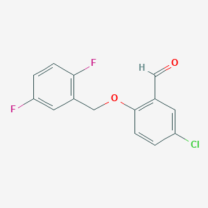 molecular formula C14H9ClF2O2 B7860017 5-Chloro-2-((2,5-difluorobenzyl)oxy)benzaldehyde 