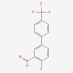 molecular formula C14H8F4O B7860221 4-Fluoro-4'-(trifluoromethyl)-[1,1'-biphenyl]-3-carbaldehyde 
