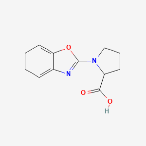 molecular formula C12H12N2O3 B7860512 1-(1,3-Benzoxazol-2-yl)pyrrolidine-2-carboxylic acid 