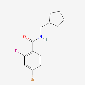 molecular formula C13H15BrFNO B7860576 4-bromo-N-(cyclopentylmethyl)-2-fluorobenzamide 