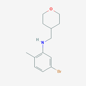 molecular formula C13H18BrNO B7860846 5-Bromo-2-methyl-N-((tetrahydro-2H-pyran-4-yl)methyl)aniline 