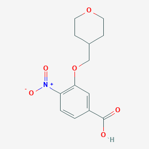molecular formula C13H15NO6 B7860862 4-Nitro-3-((tetrahydro-2H-pyran-4-yl)methoxy)benzoic acid 