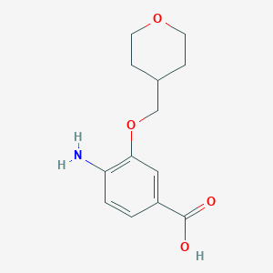 molecular formula C13H17NO4 B7860868 4-Amino-3-[(oxan-4-yl)methoxy]benzoic acid 