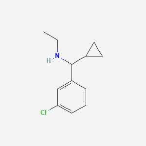 molecular formula C12H16ClN B7861409 [(3-Chlorophenyl)(cyclopropyl)methyl](ethyl)amine 