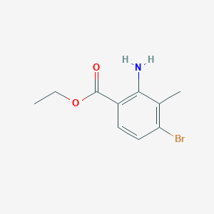 molecular formula C10H12BrNO2 B7861430 Ethyl 2-amino-4-bromo-3-methylbenzoate 