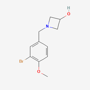 molecular formula C11H14BrNO2 B7861501 1-[(3-Bromo-4-methoxyphenyl)methyl]azetidin-3-ol 