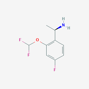 molecular formula C9H10F3NO B7861833 (1R)-1-[2-(difluoromethoxy)-4-fluorophenyl]ethan-1-amine 