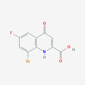 molecular formula C10H5BrFNO3 B7861878 8-Bromo-6-fluoro-4-oxo-1,4-dihydroquinoline-2-carboxylic acid 