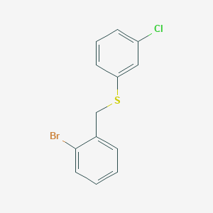 molecular formula C13H10BrClS B7861952 1-Bromo-2-[(3-chlorophenyl)sulfanylmethyl]benzene 